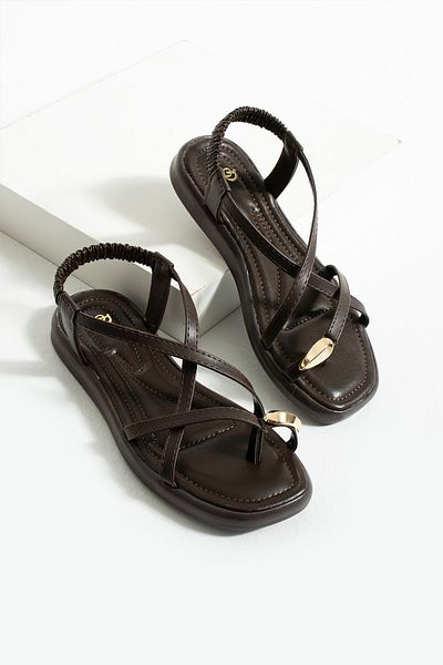 Neva'nın Butiği Sandale flip-flop pentru femei cu accesorii inel cu talpă joasă Yezy