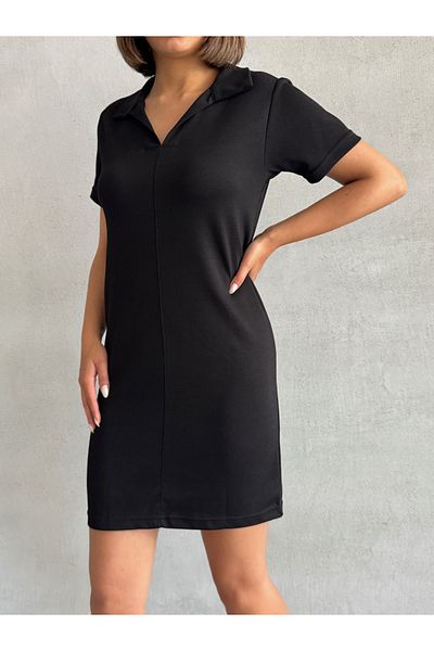 BEJNA Γυναικείο μαύρο φόρεμα Polo Neck Soft Touch