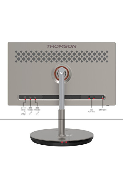 THOMSON 32UE5M45 32 İnç 4K UHD Dokunmatik Taşınabilir Akıllı Monitör, Döner Ekran, Android, Bataryalı