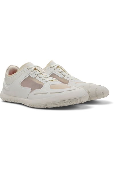 CAMPER Women's White Mesh Detail Lace-Up Sneakers with Flexible Sole for Everyday Style PeuPath