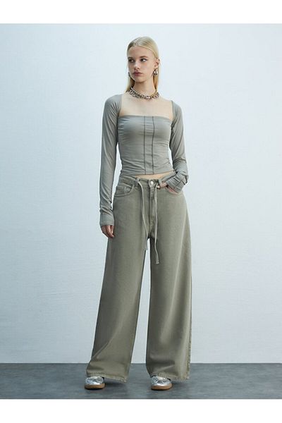 Ltb Denıssa Wide Leg Green Color High Waist Jeans