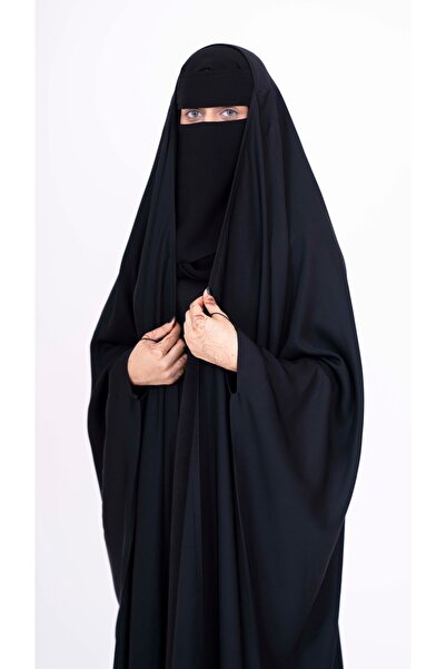 outline Plain black open head abaya