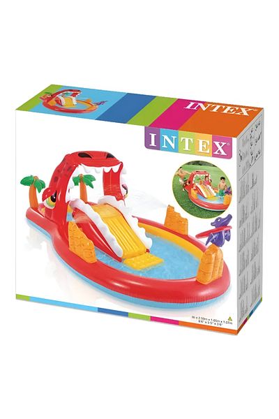 Intex Happy Dino Play Center Paddle Pool for Kids With Toys (8.5 ft long)