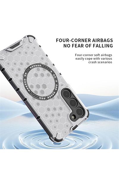 SKYDDAR INNOVATION Case For Honor X9c / Magic7 Lite, Honeycomb Shield Magsafe, White, Sticker Set