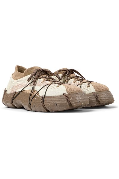 CAMPER Women's Brown Color Block Sneaker with Hook And Loop and Removable Cushioned Lightweight Sole