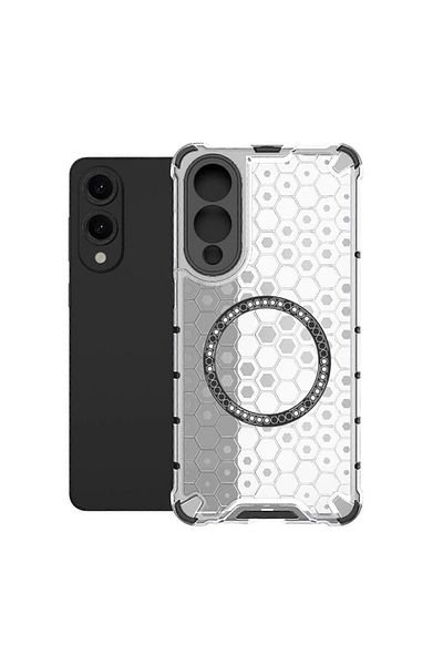 SKYDDAR INNOVATION Case For Samsung Galaxy S25 Edge, Honeycomb Shield Magsafe, White, Sticker Set