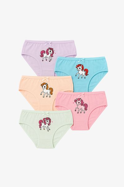 Katia&Bony Chiloți pentru fete, 5 piese, cu model unicorn, multicolori