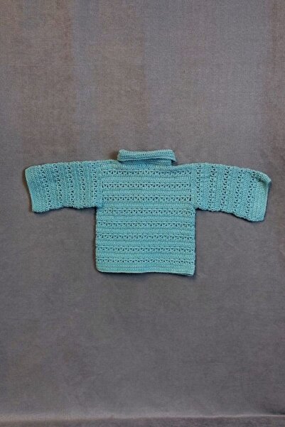 Uretti - Talia 8659 0480 Hand Knitted Cotton Thread Boy Green Cardigan - 6 / 9 Months
