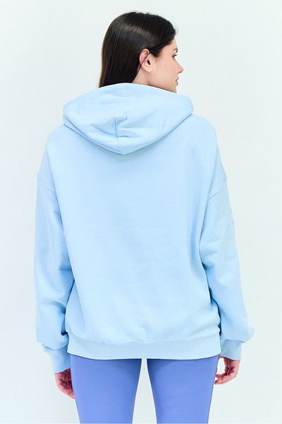 Reebok Women Sportswear Fit Long Sleeves Running Hoodie, Light Blue