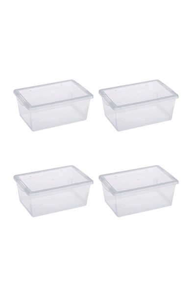 Wonderland Set of 4 transparent storage boxes, with lid, 6 liters, 34 x 21 x 12 cm
