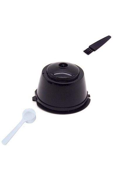 motor starter Capsula cafea, reutilizabila, reincarcabila, compatibil Dolce Gusto, negru, cu periuta si lingurita