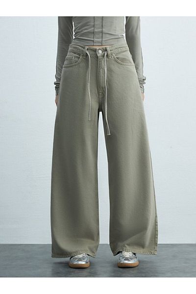 Ltb Denıssa Wide Leg Green Color High Waist Jeans