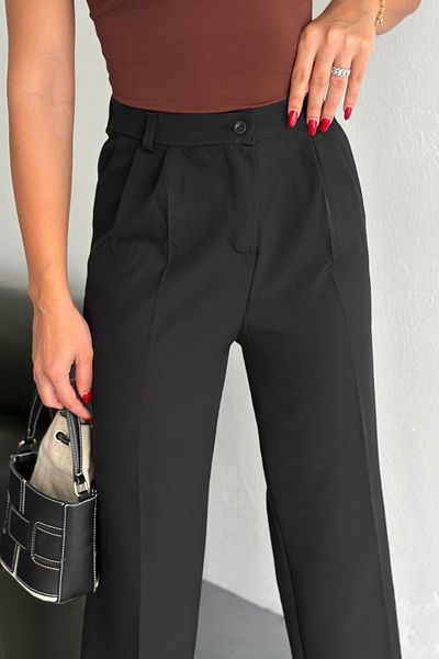 COOL TARZ Women's Double Wide Leg Palazzo Trousers Black