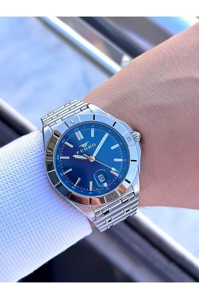 FERRO Steel Cord Engagement and Groom Watch 2 Years Warranty 3 Atm Water Resistant Men Wristwatch 43017A2
