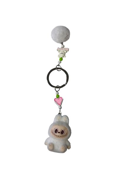 Acousticworld Cute Monsters Labubu Cute Furry Keychain White
