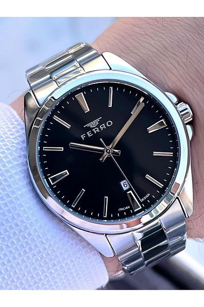 FERRO Steel Cord Engagement and Groom Watch 2 Years Warranty 3 Atm Water Resistant Men Wristwatch 11551A1