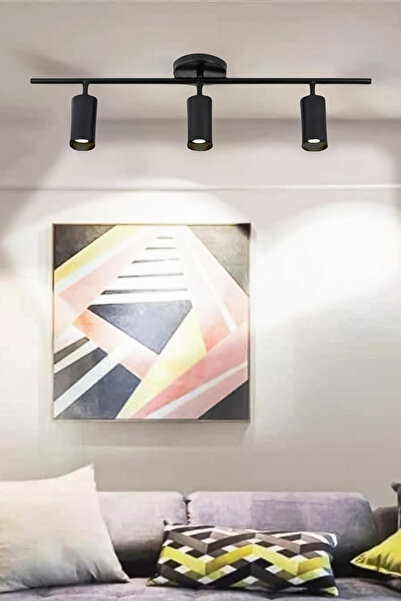 Turanconcept Spoti Modern Tasarım Siyah Renk (BEYAZ IŞIK) Spot Ledli Sıralı Cafe - Mutfak 3 Lü Avize