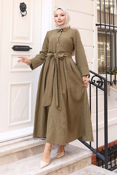 benguen Φόρεμα Hijab με δεμένη μέση Khaki 2304
