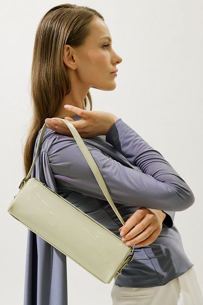 Manuka Prism Form Patent Leather Bag Lime