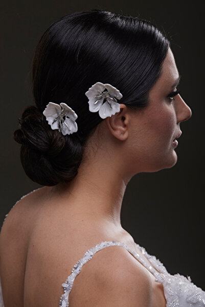 Hayalperest boncuk Elegant and Simple Double Bridal Flower Hairpins