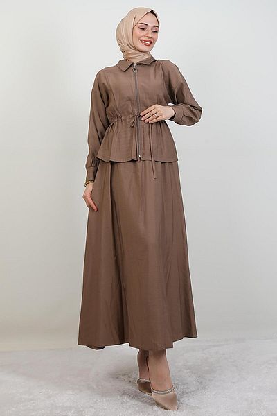 giz astore Zippered Skirt Suit Mink