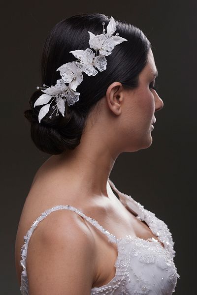 Hayalperest boncuk Side Accessory Flower and Crystal Bridal Hair Clip