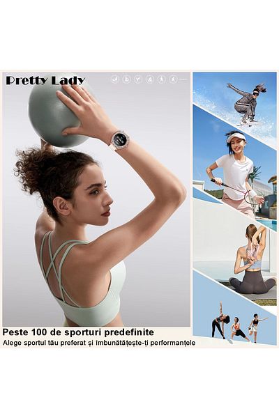 QuTek Pretty Lady women's smartwatch, metal and silicone bracelet, dialing, notifications, heart rate