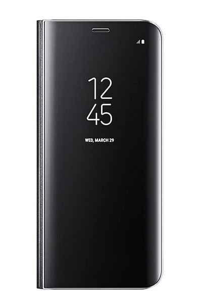 OEM Husă de protecție cu clapă, Clear View, oglindă, suport, compatibilă cu Samsung Galaxy S9 Plus, neagră