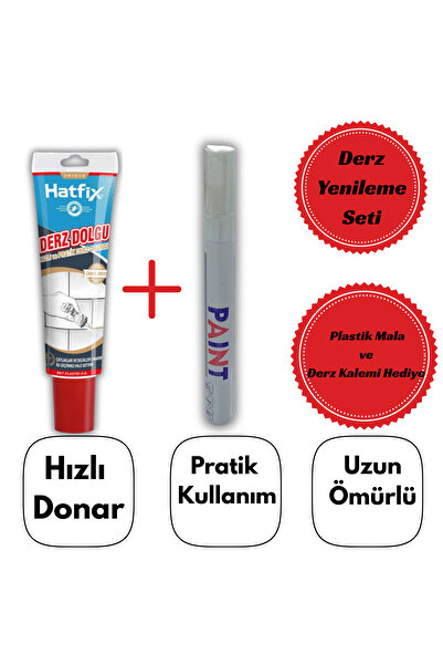 Hatfix Derz Dolgu Hızlı ve Pratik Su Geçirmez Beyaz 400GR Derz Kalemi HEDİYE
