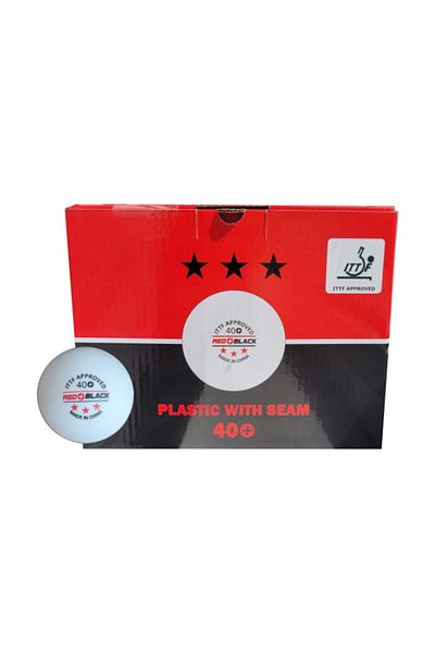 Red Plus Black Professional 3-Star Table Tennis Balls 40+, Red + Black, Box of 72