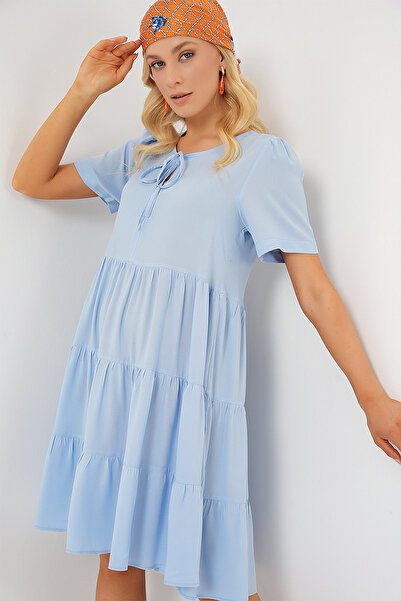 Bigdart Rochie scurtă cu mânecă scurtă pentru femei 2554 - albastru