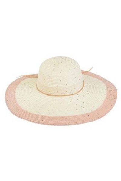 OEM Hat with Ecru Pink Ribbon & Gold Sequins for Women
