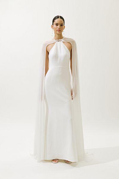 Manuka Frances Caped Evening Dress Ecru