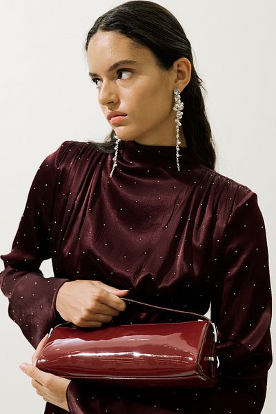 Manuka Prism Form Patent Leather Bag Bordo