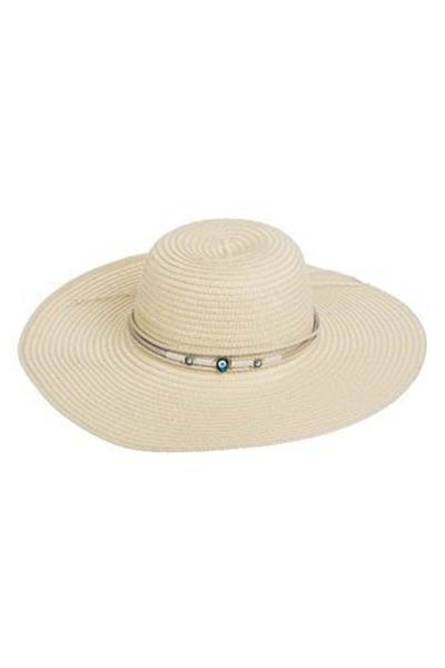 OEM Ecru Hat with Ribbon & Beads for Women