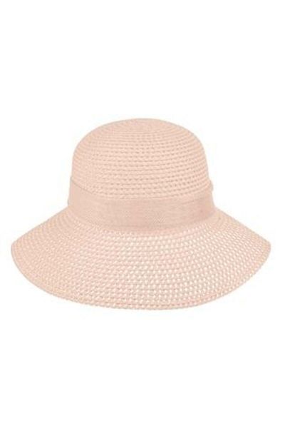 OEM Hat with Perforated Design Powder Pink with Ribbon for Women