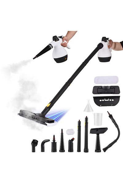 ET-LIFE Steam Cleaner, 1000W Pressurized Steamer for Cleaning, Portable Steam Cleaner for Home (White)