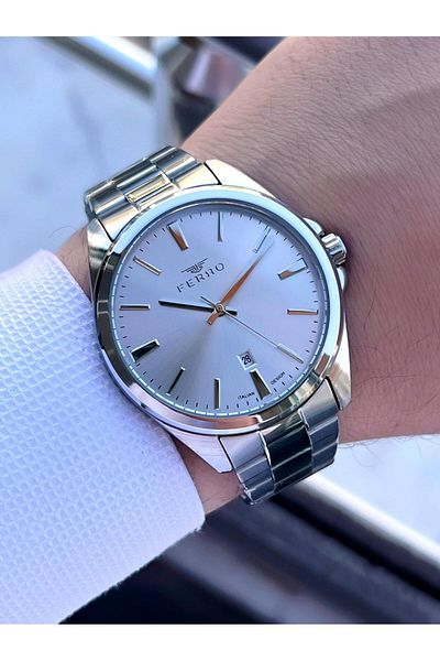 FERRO Steel Cord Engagement and Groom Watch 2 Years Warranty 3 Atm Water Resistant Men Wristwatch 11551A3
