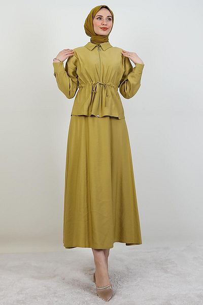 giz astore Zippered Skirt Suit Soft Yellow