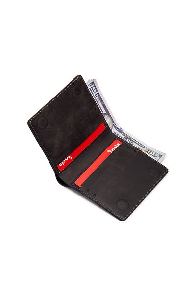 Niki Leather Fargo Genuine Real Leather Plain Black Wallet with Coin Compartment Card Holder and Magnet Closure