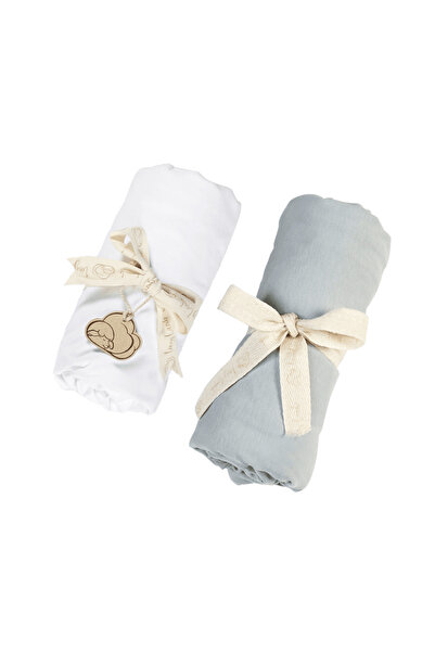 tinylamb Organik Beyaz - Mint Renk Lastikli Bebek Çarşafı 60x120cm - 2 Adet