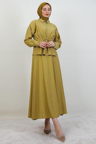 giz astore Zippered Skirt Suit Soft Yellow