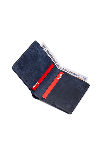 Niki Leather Fargo Genuine Real Leather Wallet Blue with Coin Compartment Card Holder and Magnet Closure