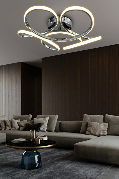 RSCOLLECTIONS Dron Plafonyer Tavana Yapışık Led Avize Kumandasız Krom