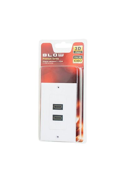 Blow Double HDMI socket, Full HD 1080p, 3D, BLOW 05815 Premium Series, wall mountable, 70x115 mm, white