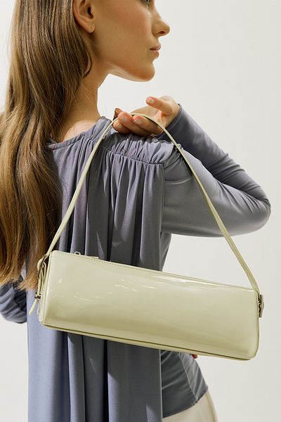 Manuka Prism Form Patent Leather Bag Lime