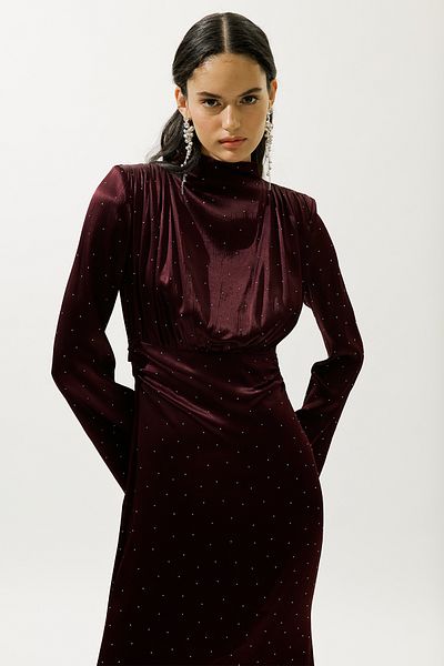 Manuka Mila Stone Evening Dress Bordo