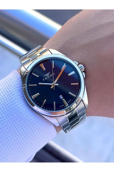 FERRO Steel Cord Engagement and Groom Watch 2 Years Warranty 3 Atm Water Resistant Men Wristwatch 11551A4