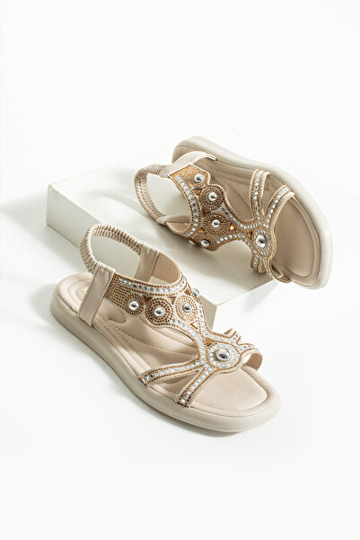 Neva'nın Butiği Sandale de damă cu talpă joasă din piele intoarsa cu imprimeu...