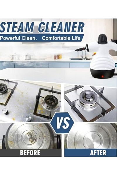 ET-LIFE Steam Cleaner, 1000W Pressurized Steamer for Cleaning, Portable Steam Cleaner for Home (White)